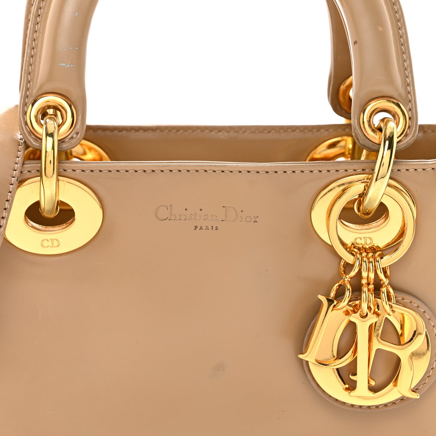 Patent Mini Lady Dior Beige