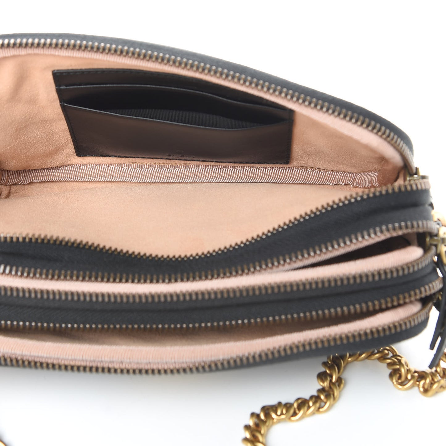 Calfskin Matelasse Mini GG Marmont Chain Crossbody Bag Black