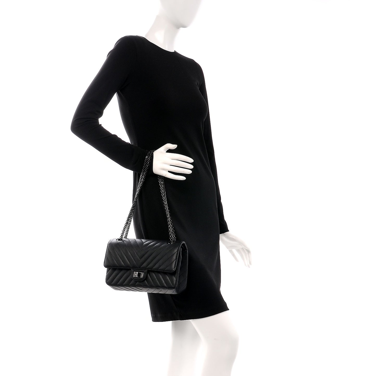 Sheepskin Chevron Quilted 2.55 Reissue 225 Double Flap So Black