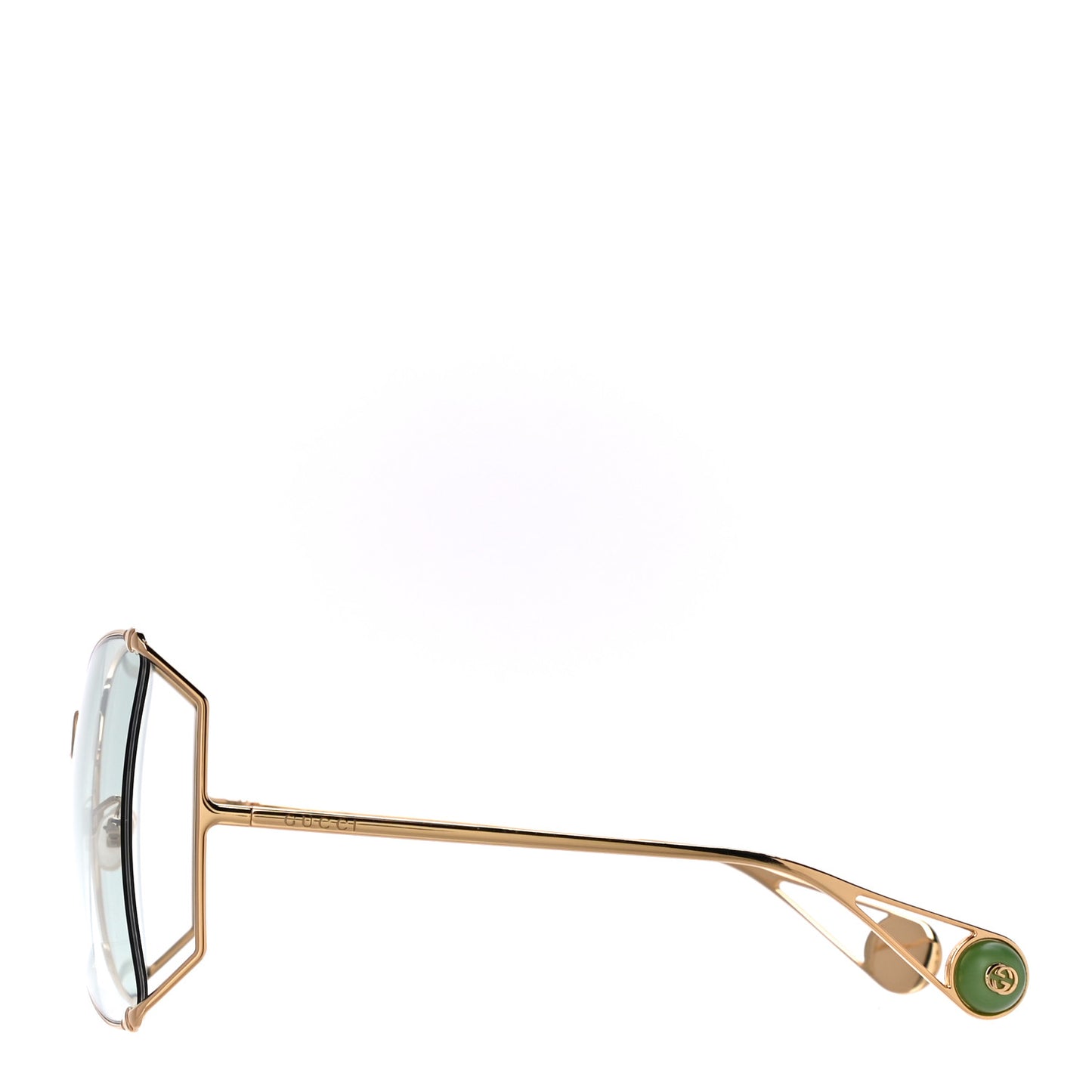Metal Oversized Round Sunglasses GG0252S Gold Green