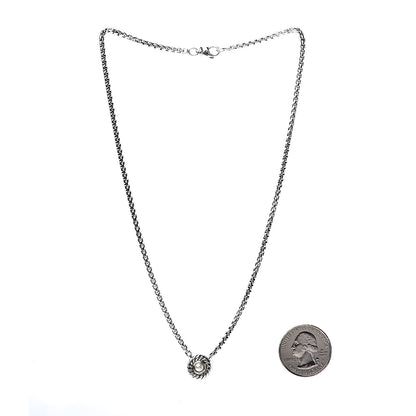 David Yurman Sterling Silver 14K Yellow Gold Pearl 12mm Cookie Pendant Necklace 2 of 5
