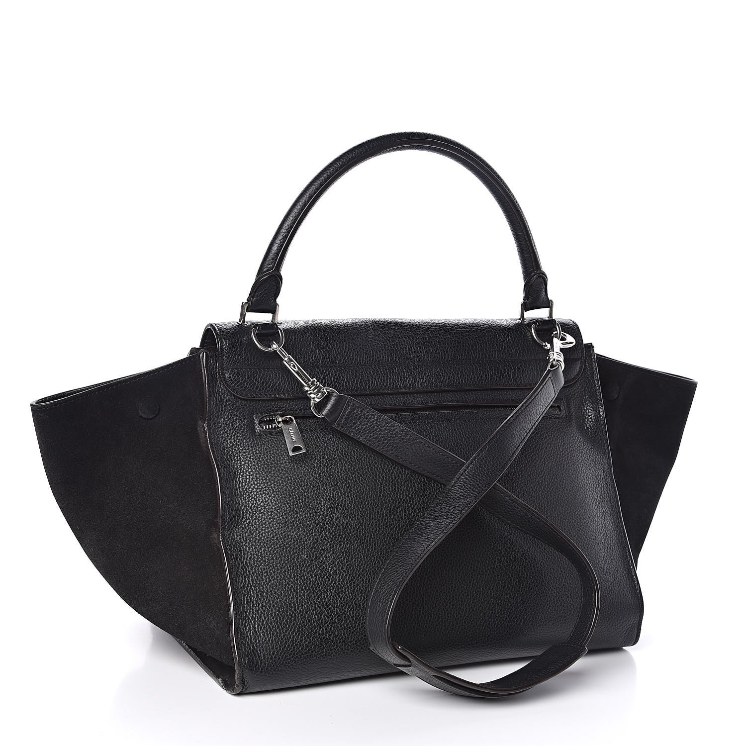 Celine Drummed Calfskin Suede Medium Trapeze Black 3 of 13
