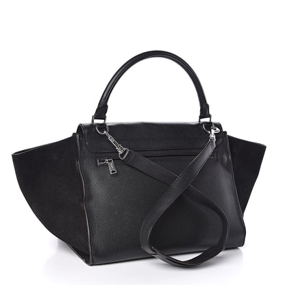 Celine Drummed Calfskin Suede Medium Trapeze Black 3 of 13