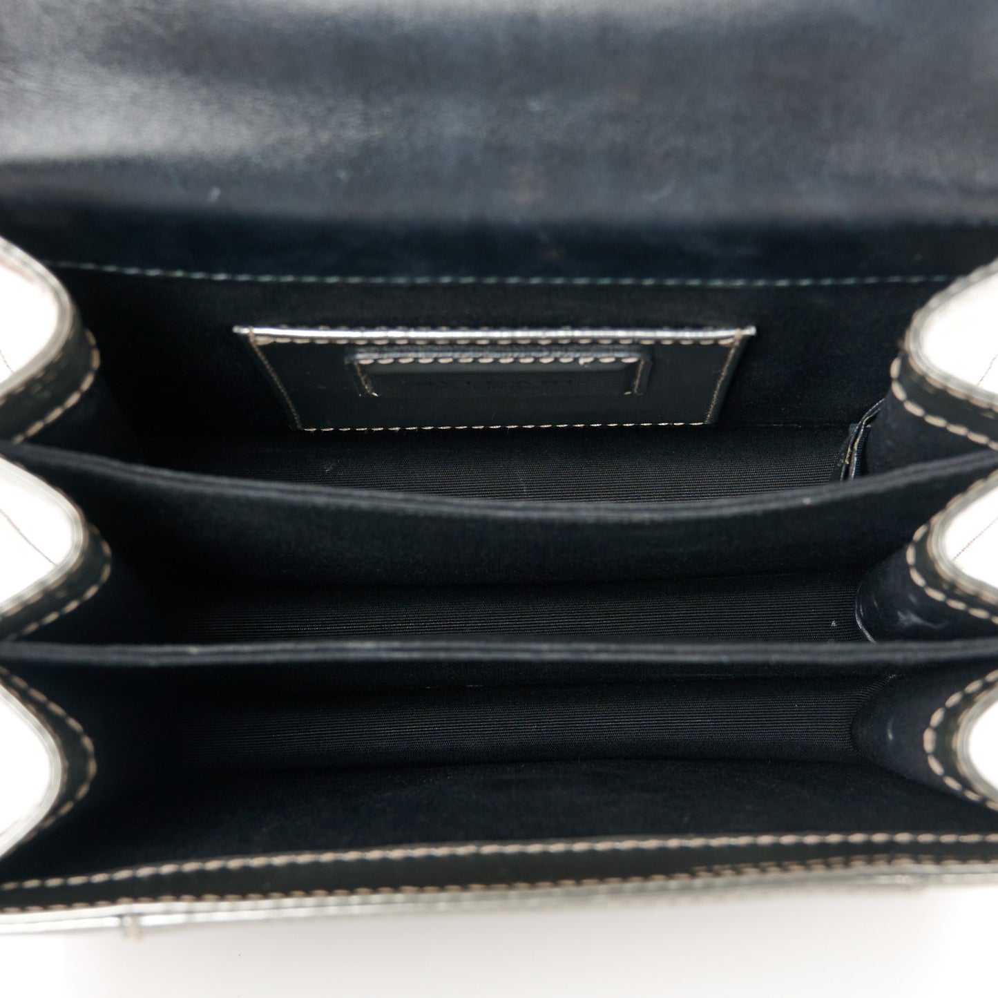 Metallic Calfskin Serpenti Forever Top Handle Silver