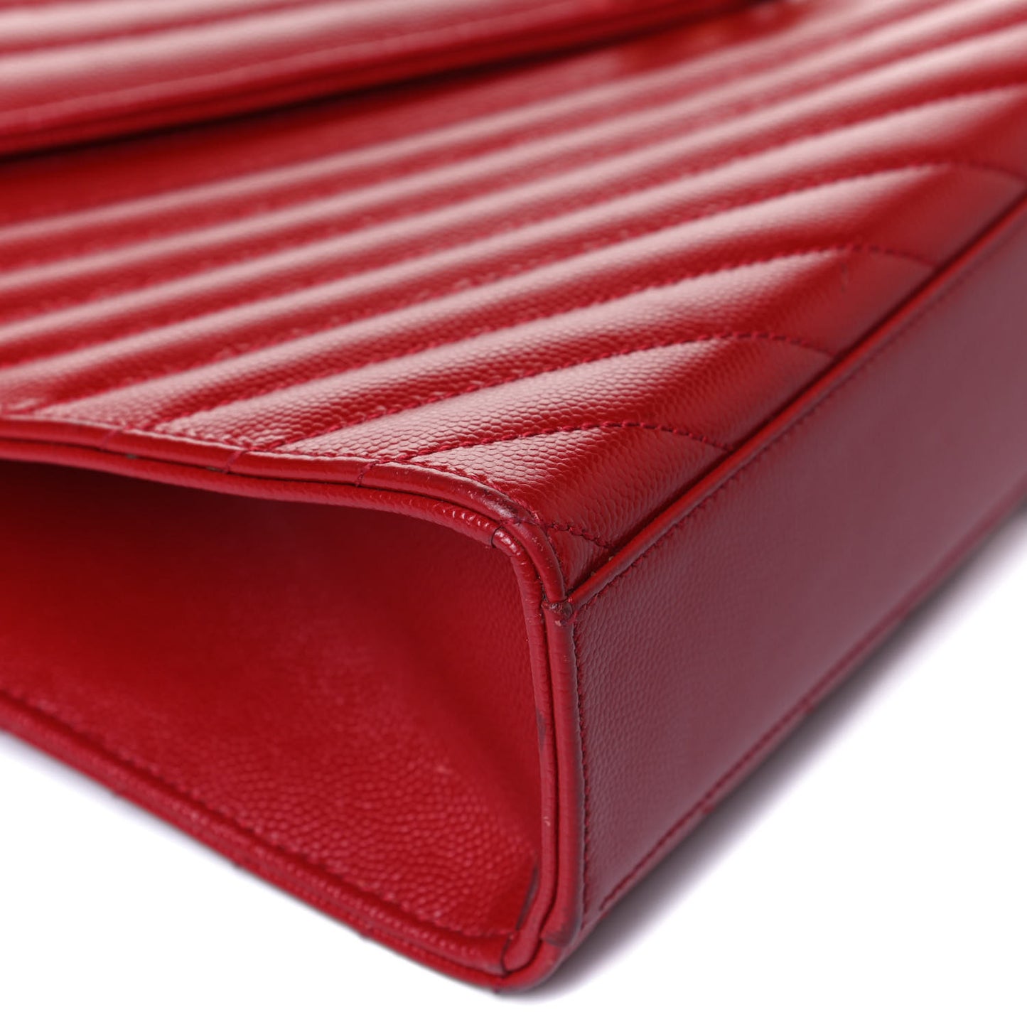 Grain De Poudre Matelasse Chevron Large Monogram Satchel Lipstick Red