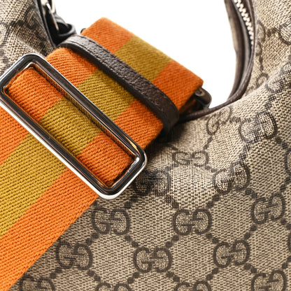 Gucci GG Supreme Monogram Textured Calfskin Web Small Attache Shoulder Bag Beige Ebony New Acero 8 of 10