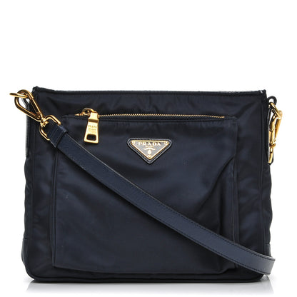 Prada Tessuto Nylon Saffiano Crossbody Bag Blue 1 of 9