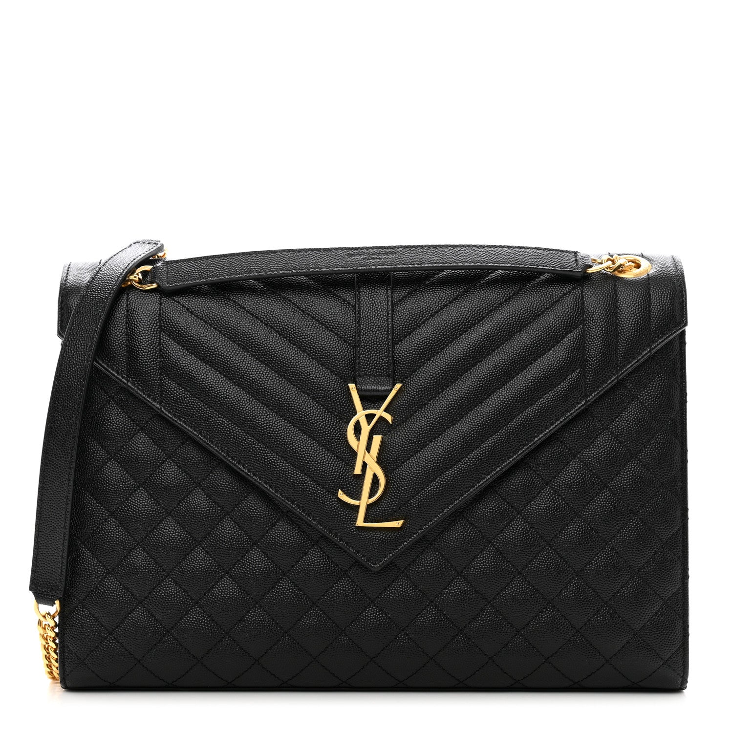 Saint Laurent Grain De Poudre Textured Mixed Matelasse Large Triquilt Monogram Satchel Black 1 of 11