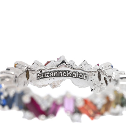 Suzanne Kalan 18K White Gold Diamond Sapphire Frenzy Rainbow Eternity Band Ring 54 7 4 of 4