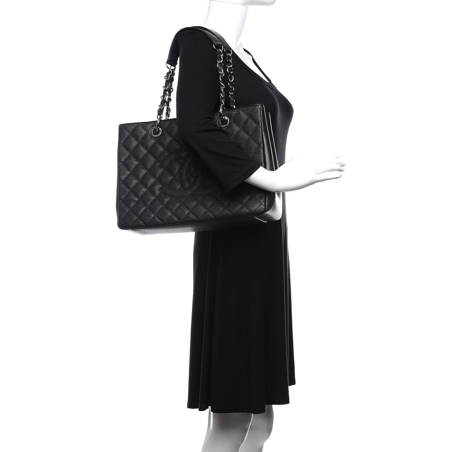 Caviar Quilted Grand Shopping Tote GST Black