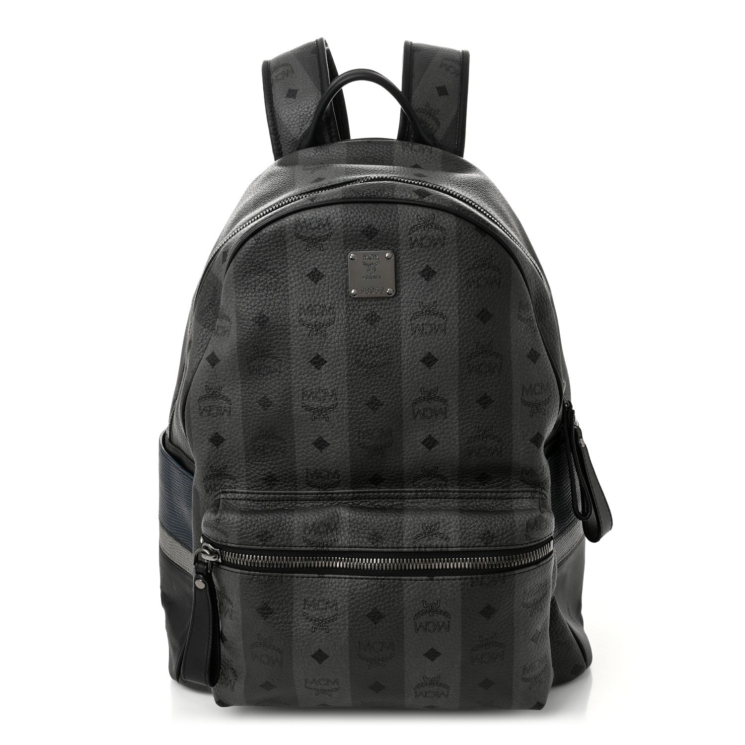 MCM Striped Visetos Medium Stark Backpack Black Phantom Grey 1 of 9