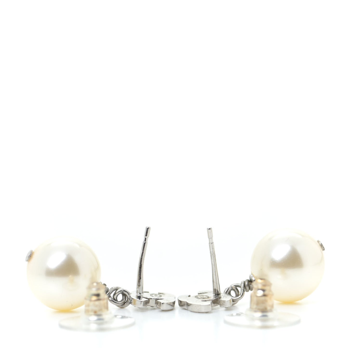 Crystal Pearl CC Drop Earrings Gold