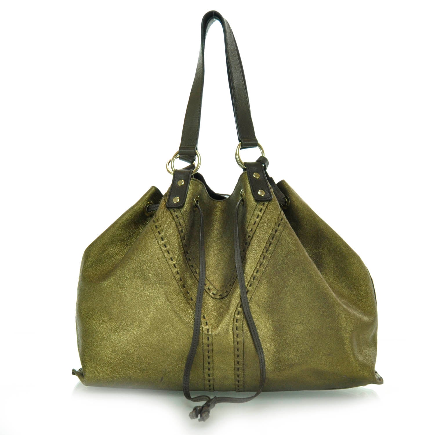 Saint Laurent Leather Reversible Double Sac Y Tote Gold Brown 1 of 17