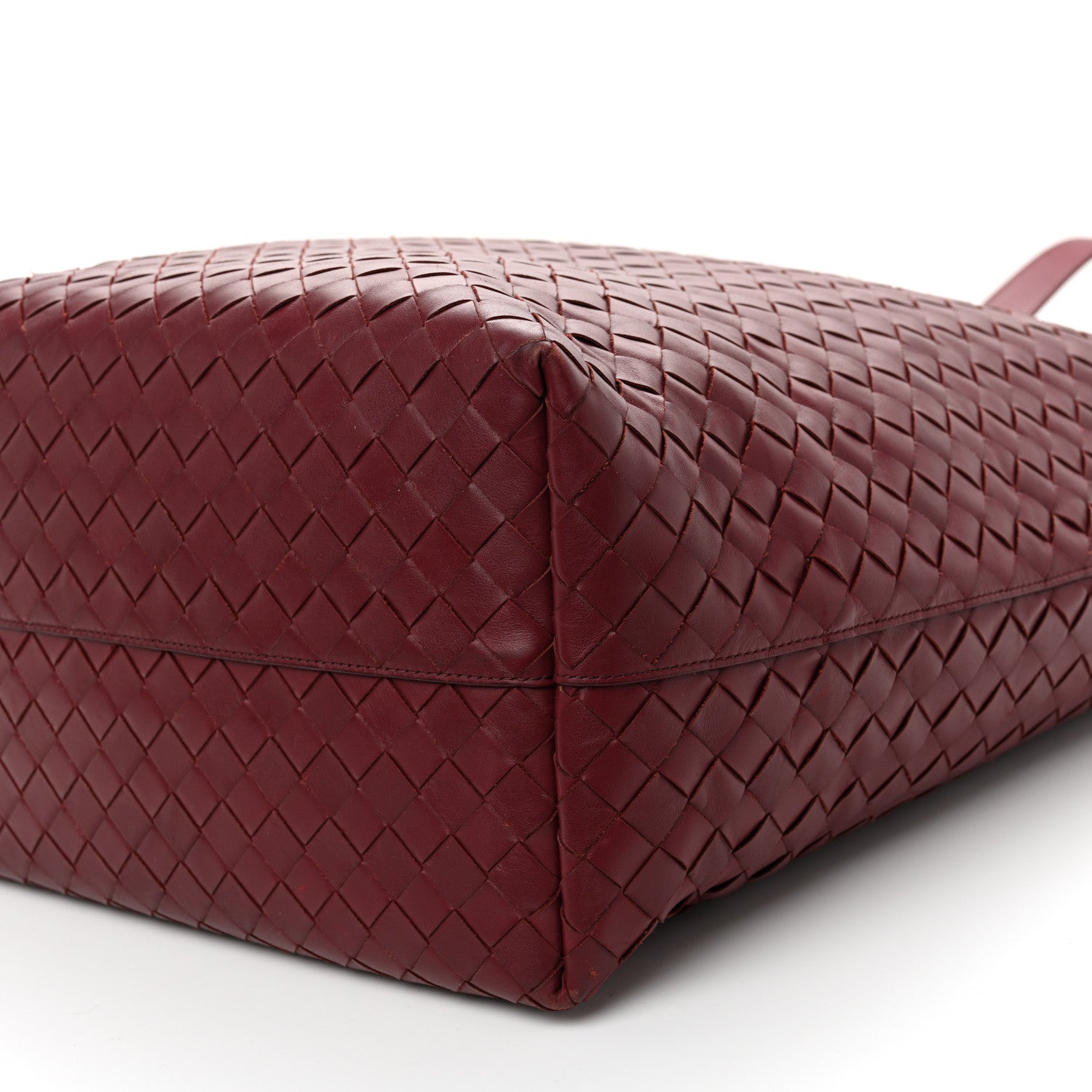Bottega Veneta Calfskin Intrecciato Large North South Tote Bag Burgundy 10 of 11