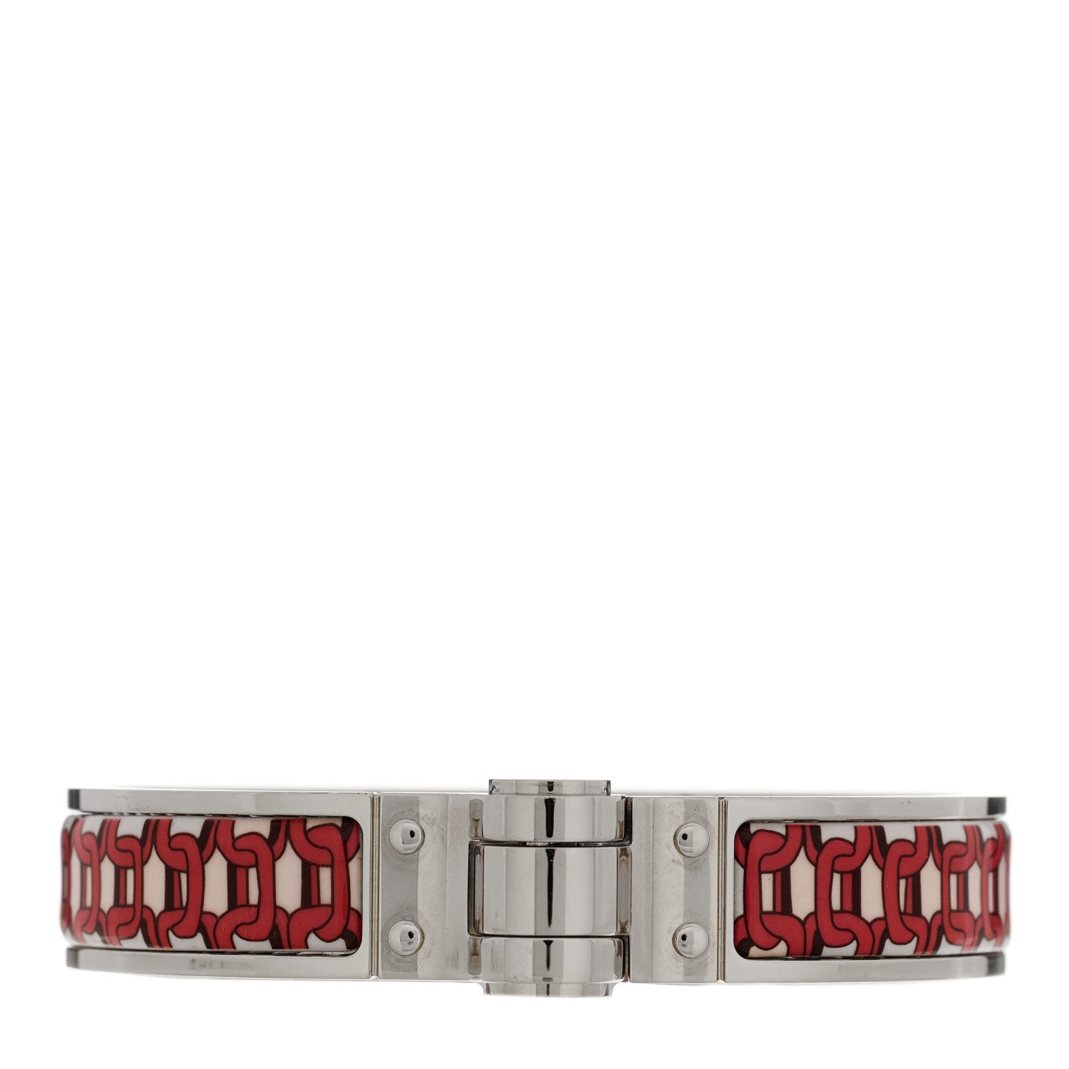 Hermes Enamel Printed Narrow Balades Equestres Positif Negatif Hinged Bracelet S 1 of 4