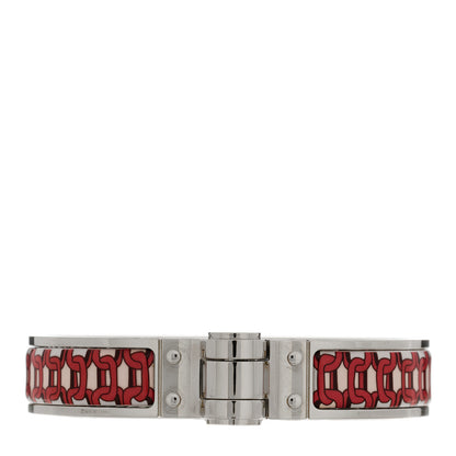 Hermes Enamel Printed Narrow Balades Equestres Positif Negatif Hinged Bracelet S 1 of 4