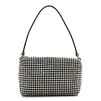 Alexander Wang Mesh Crystal Rhinestone Mini Heiress Pouch Black Silver 1 of 11