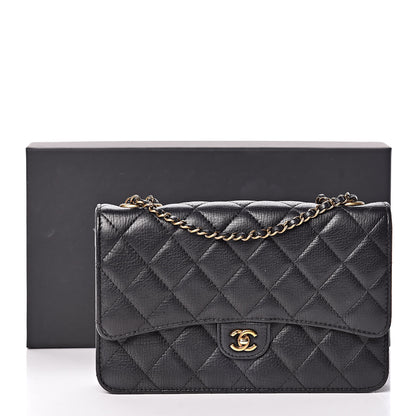Chanel Calfskin Quilted CC Eyelet Wallet On Chain WOC Black 17 of 17