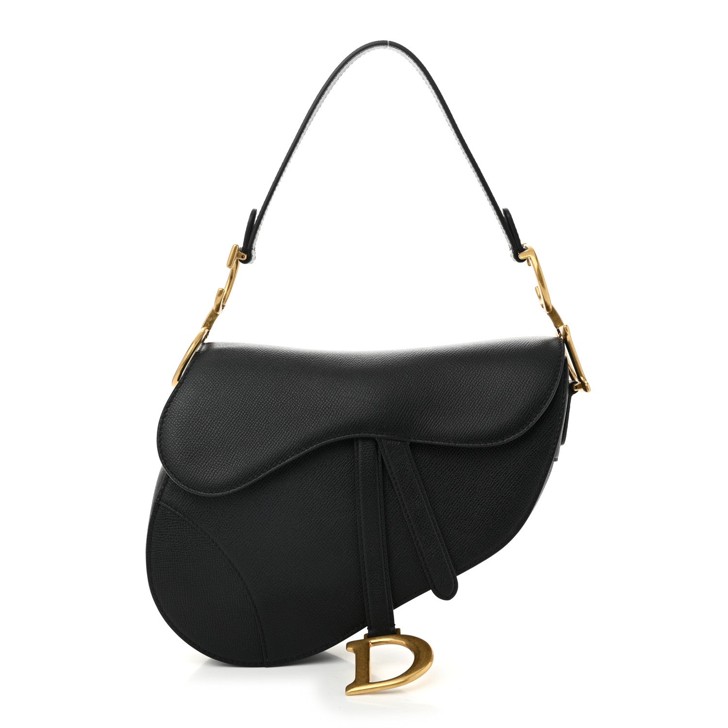 Christian Dior Grained Calfskin Saddle Bag Black 1 of 10