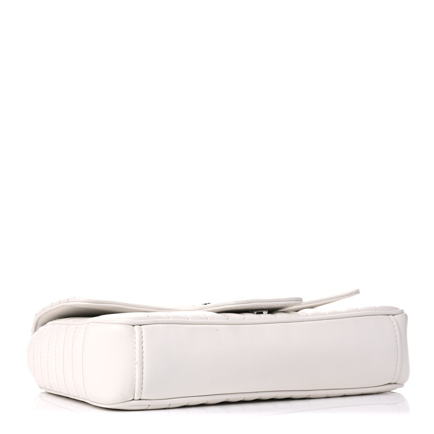 Soft Calfskin Impunture Diagramme Medium Chain Flap Shoulder Bag White
