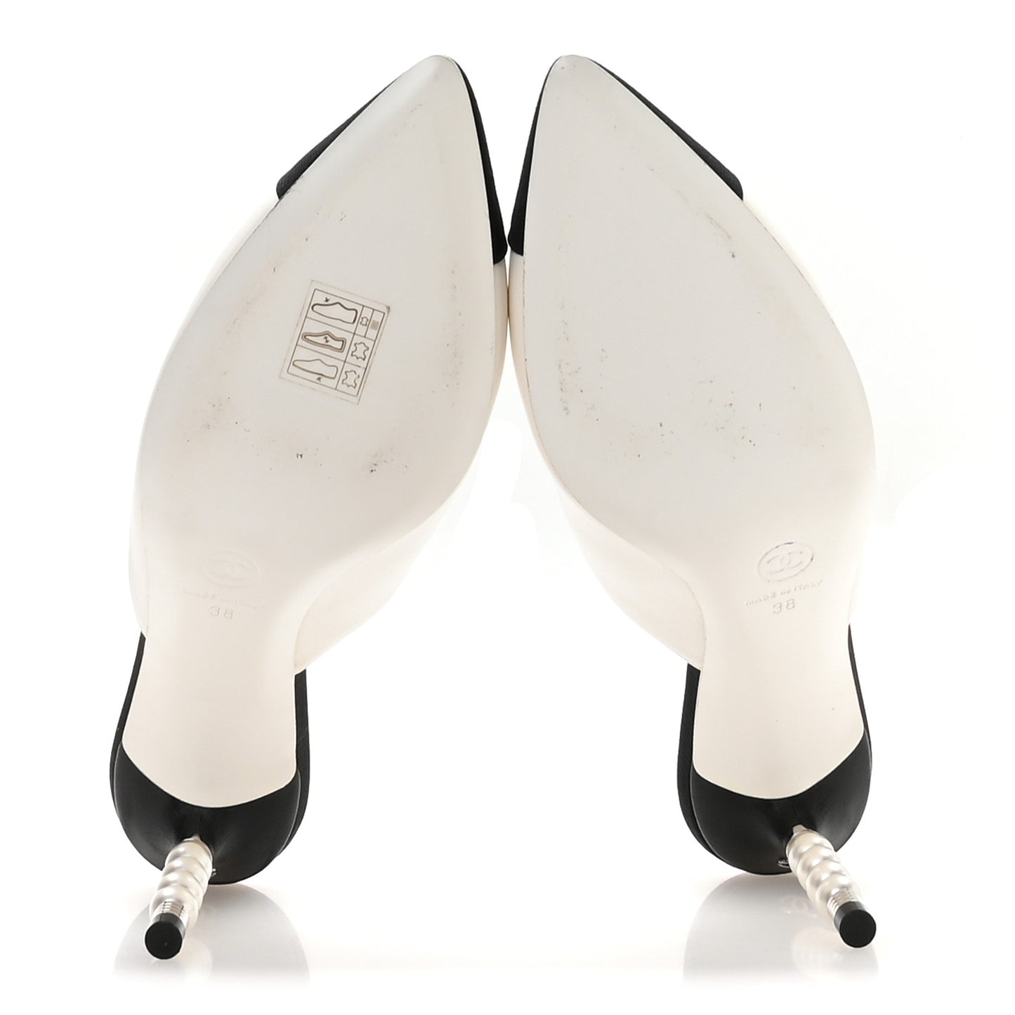 Lambskin Grosgrain Cap Toe Pearl Mule 38 Beige Black