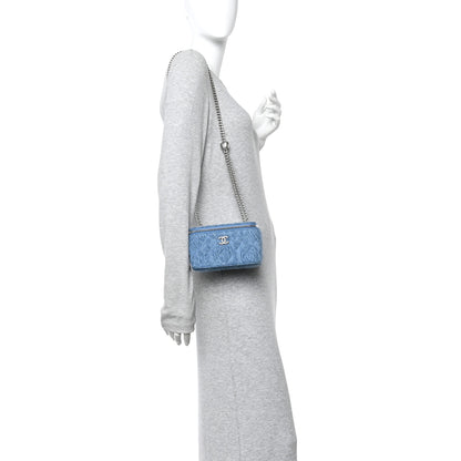 Chanel Denim Quilted Sweetheart Small Vanity Case With Chain Blue 2 of 11