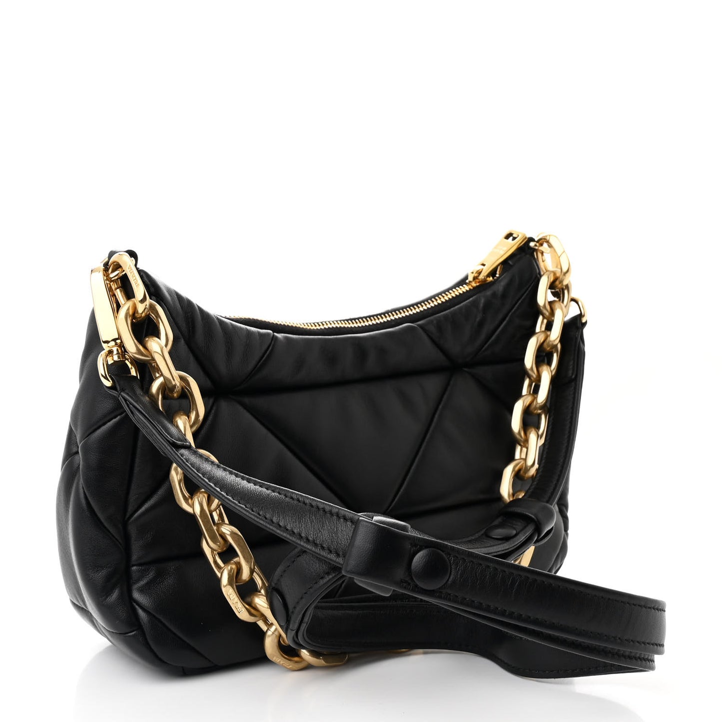 Nappa Triangle Quilted Patchwork System Bag Black