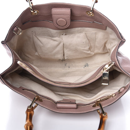 Gucci Pebbled Calfskin Medium Bamboo Shopper Tote Dark Cipria 3 of 11
