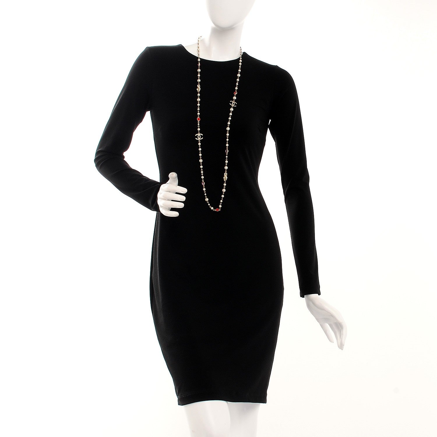 Chanel Pearl Bead CC Long Necklace Gold Red Pink 2 of 7