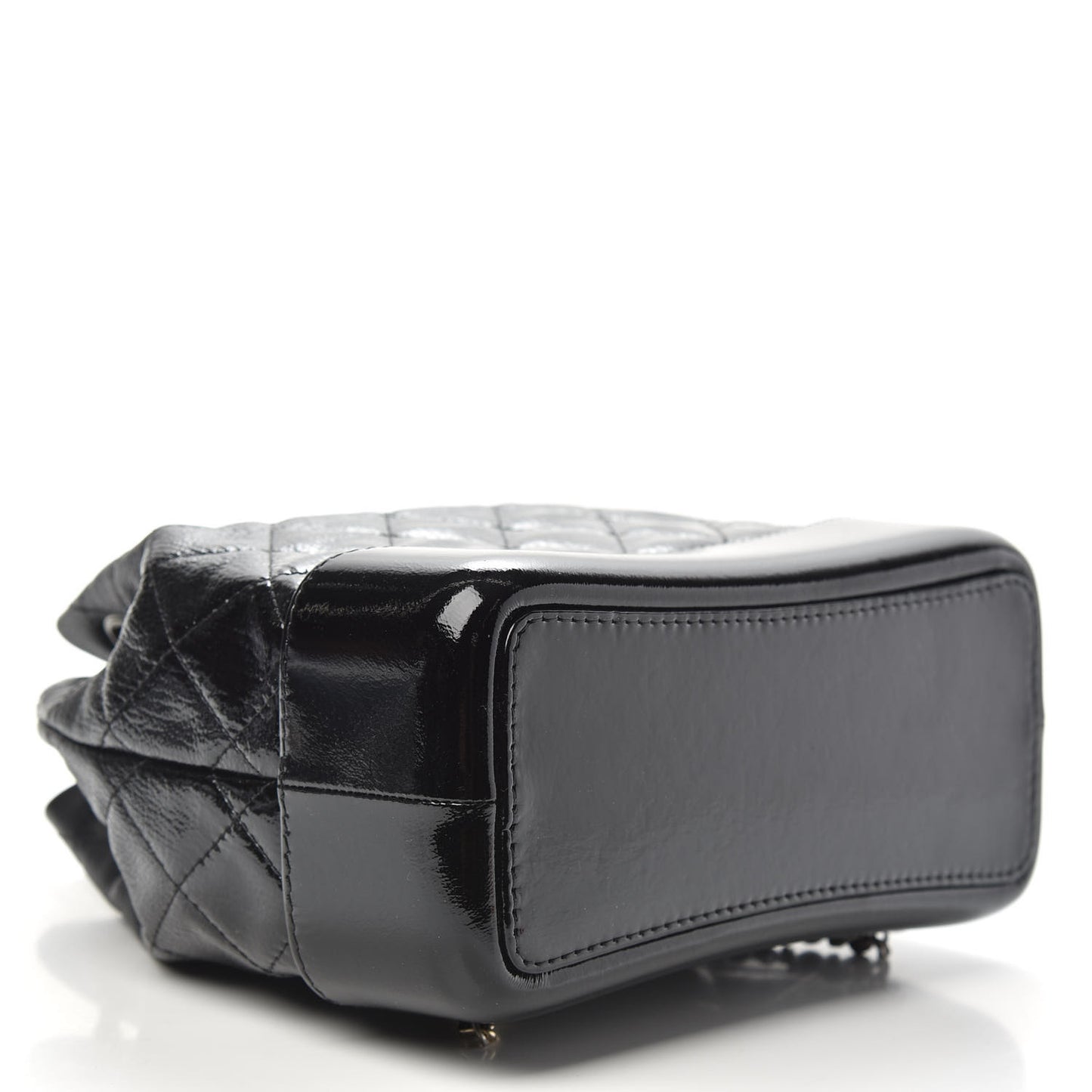 Patent Goatskin Quilted Small Gabrielle Backpack Black