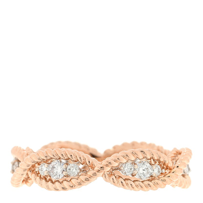 Roberto Coin 18K Rose Gold Diamond New Barocco One Row Braided Ring 54 7 3 of 4