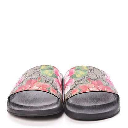 Gucci GG Supreme Monogram Blooms Slide Sandals 39 Beige Multicolor 2 of 7