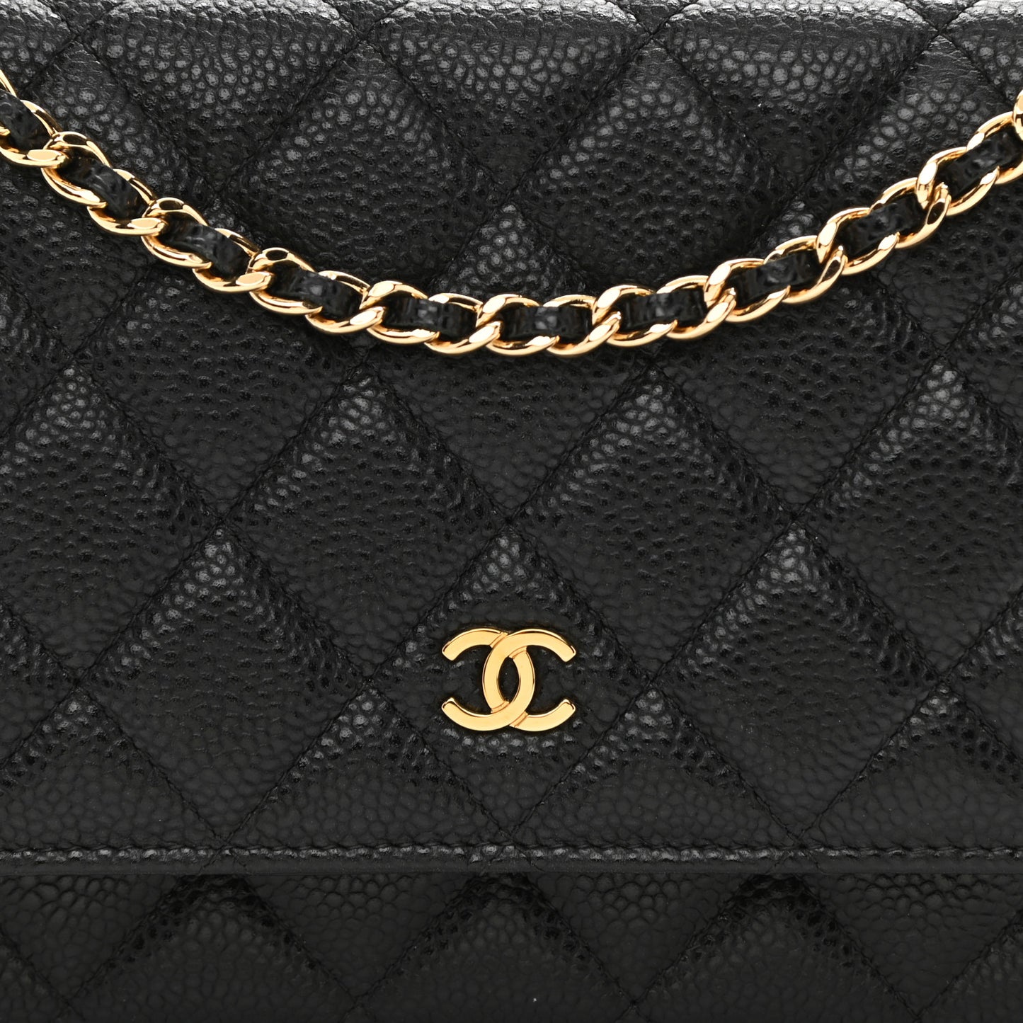 Caviar Quilted Wallet On Chain WOC Black