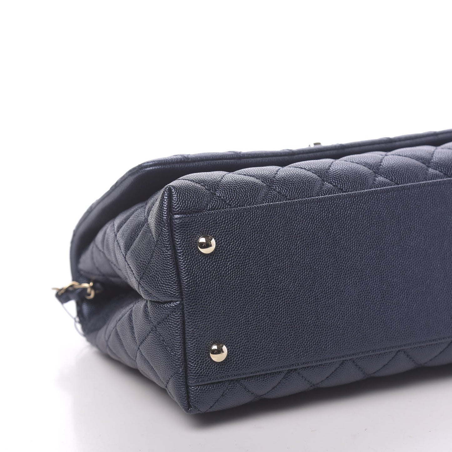 Iridescent Caviar Quilted Small Coco Handle Flap Dark Blue