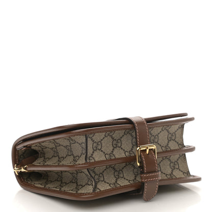 Gucci GG Supreme Monogram Azalea Calfskin Mini Retro Interlocking G Flap Shoulder Bag Beige Ebony Brown Sugar 4 of 9