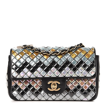 Chanel Lambskin Mosaic Small Flap Black Gold Light Blue 1 of 8