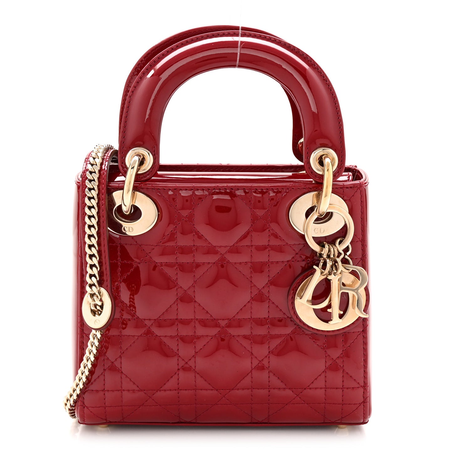 Patent Cannage Mini Lady Dior Red
