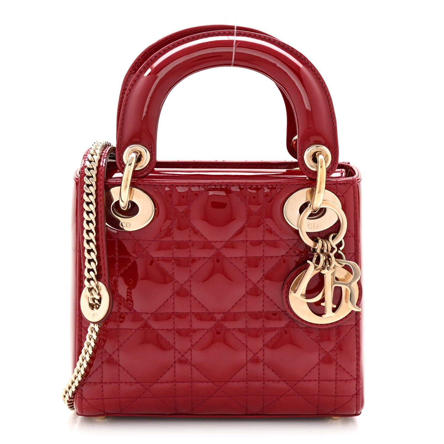 Christian Dior Patent Cannage Mini Lady Dior Red 1 of 10