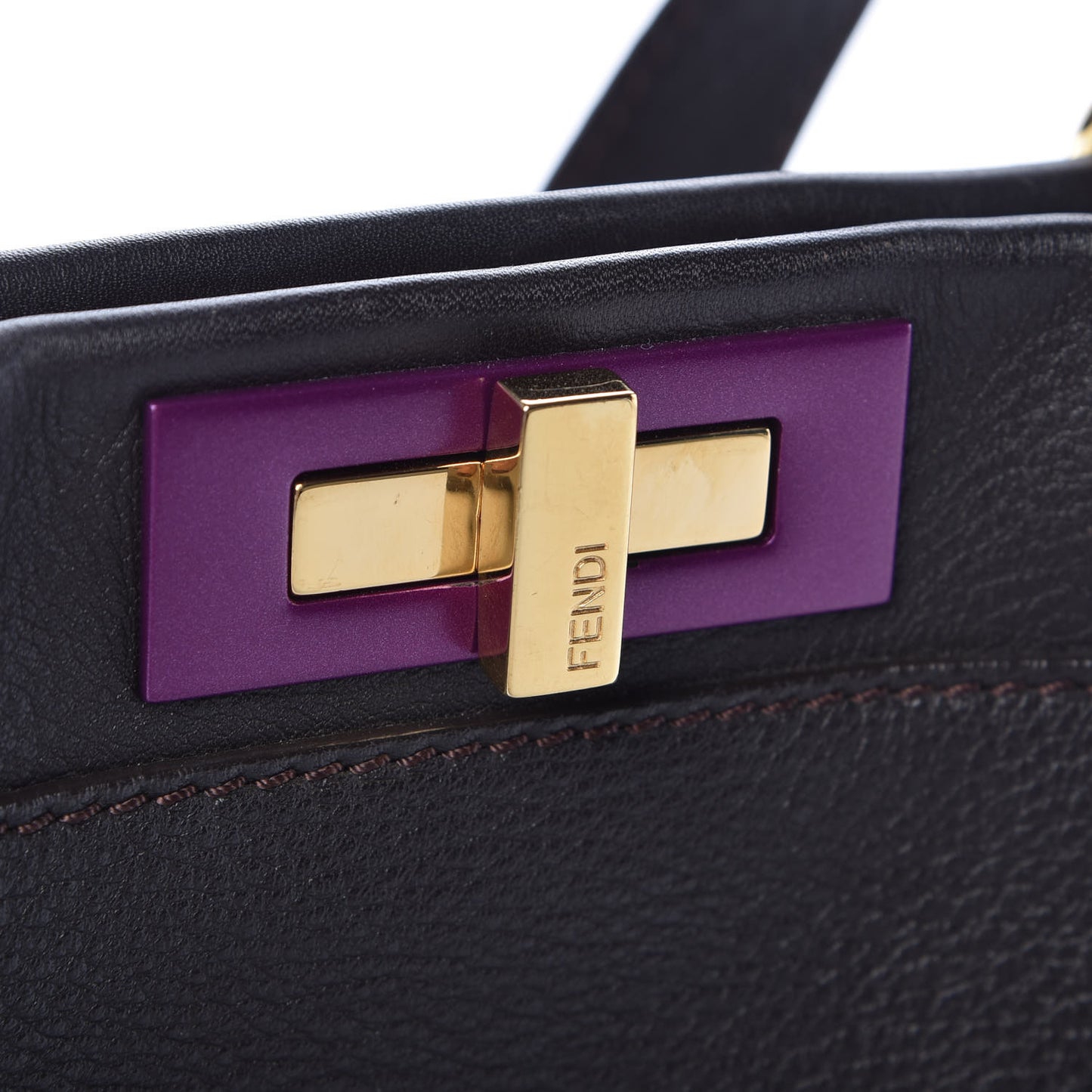 Vitello Seta Shiny Nappa Medium Peekaboo Iconic Satchel Dark Brown Yellow