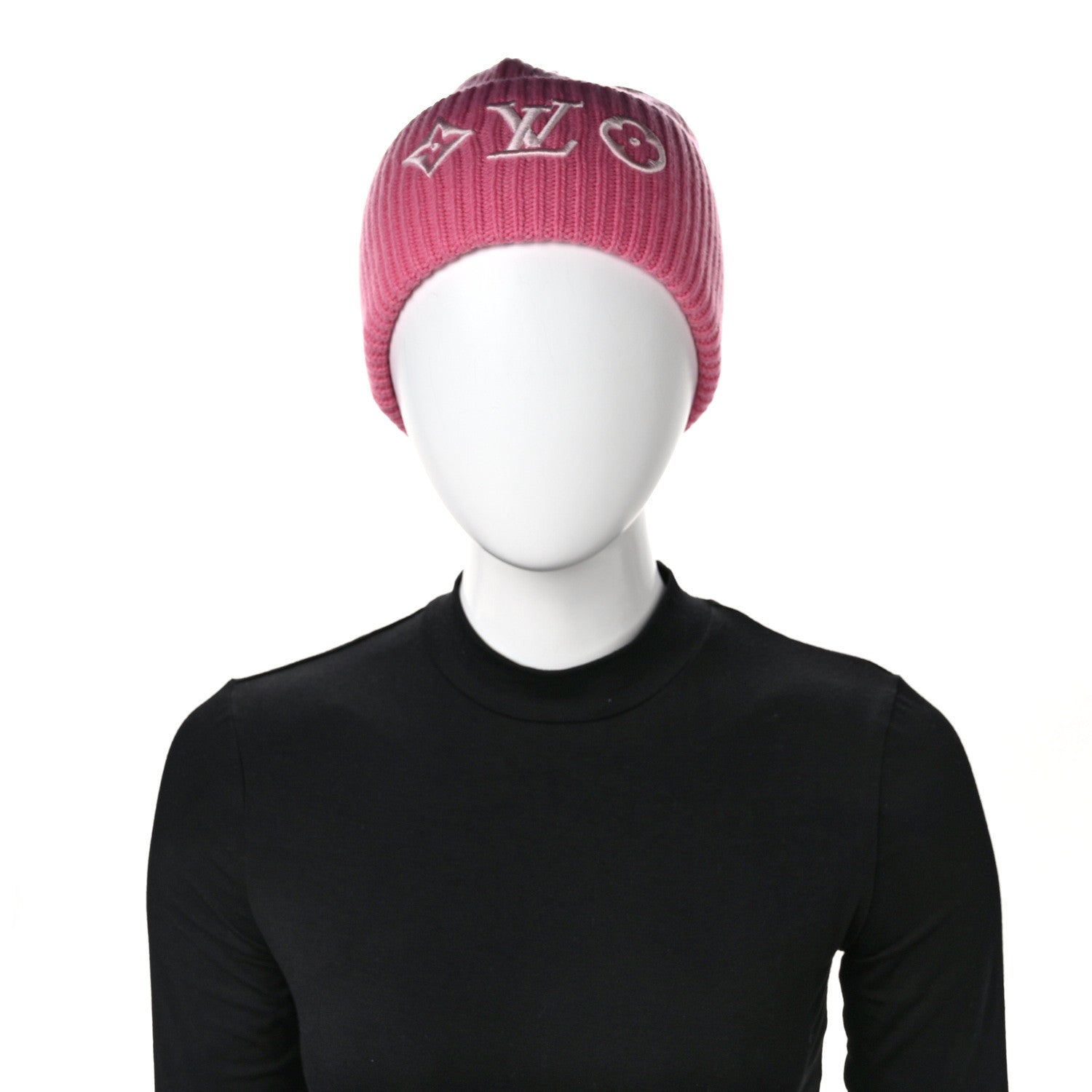 ビーニー・LV ヘッドライン Louis Vuitton ピンク Louis Vuitton Wool Monogram LV Headline Beanie Hat Pink 1558251