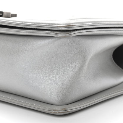 Chanel Metallic Calfskin Quilted Medium Boy Flap Silver 10 of 12