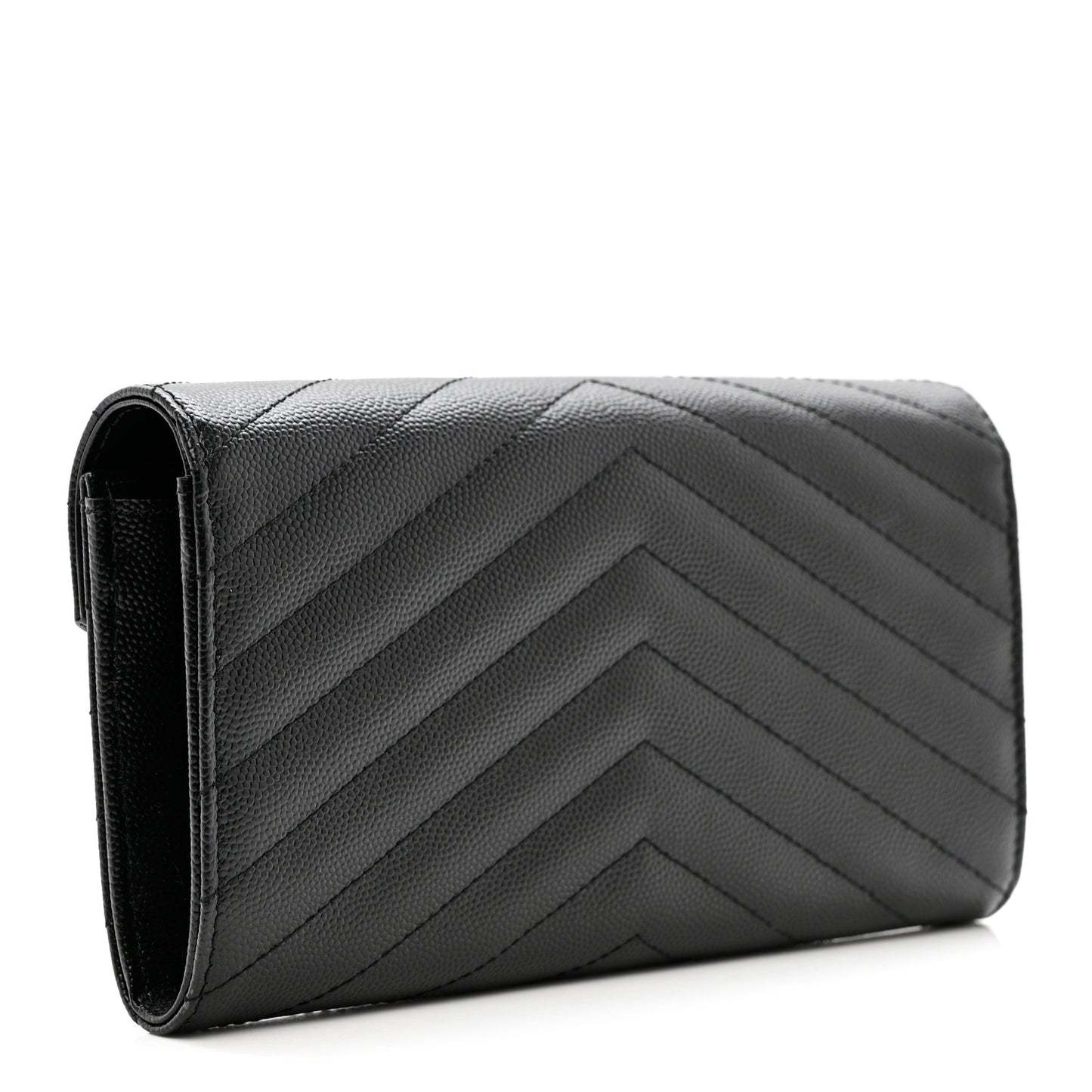 Grain De Poudre Matelasse Chevron Monogram Flap Wallet Black