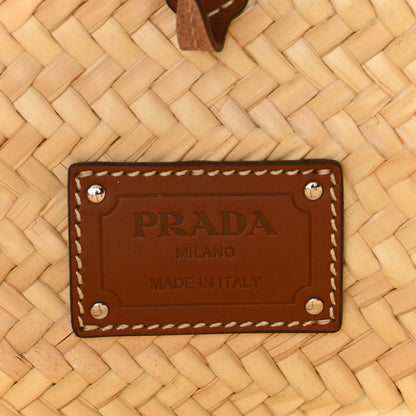 Prada Palmitto Vitello Woven Braided Large Basket Tote Bag Naturale Cognac 6 of 9