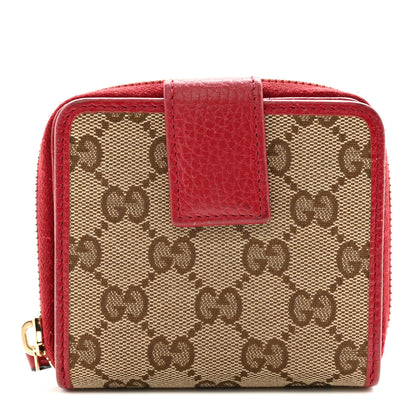 Gucci Monogram Dollar Calfskin Zip Around French Flap Wallet Beige Ebony Rosso 1 of 11