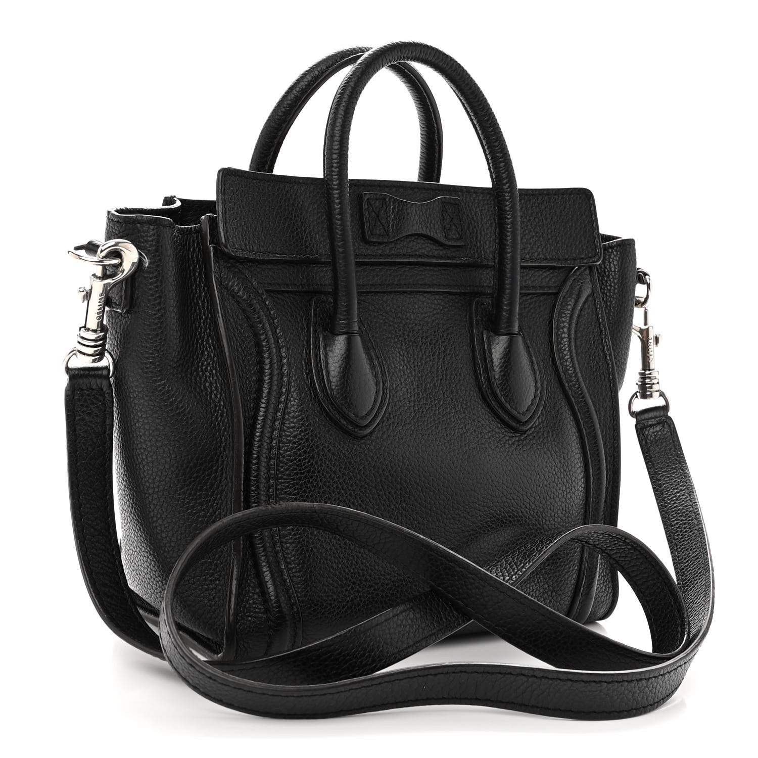 Celine Drummed Calfskin Nano Luggage Black 2 of 16