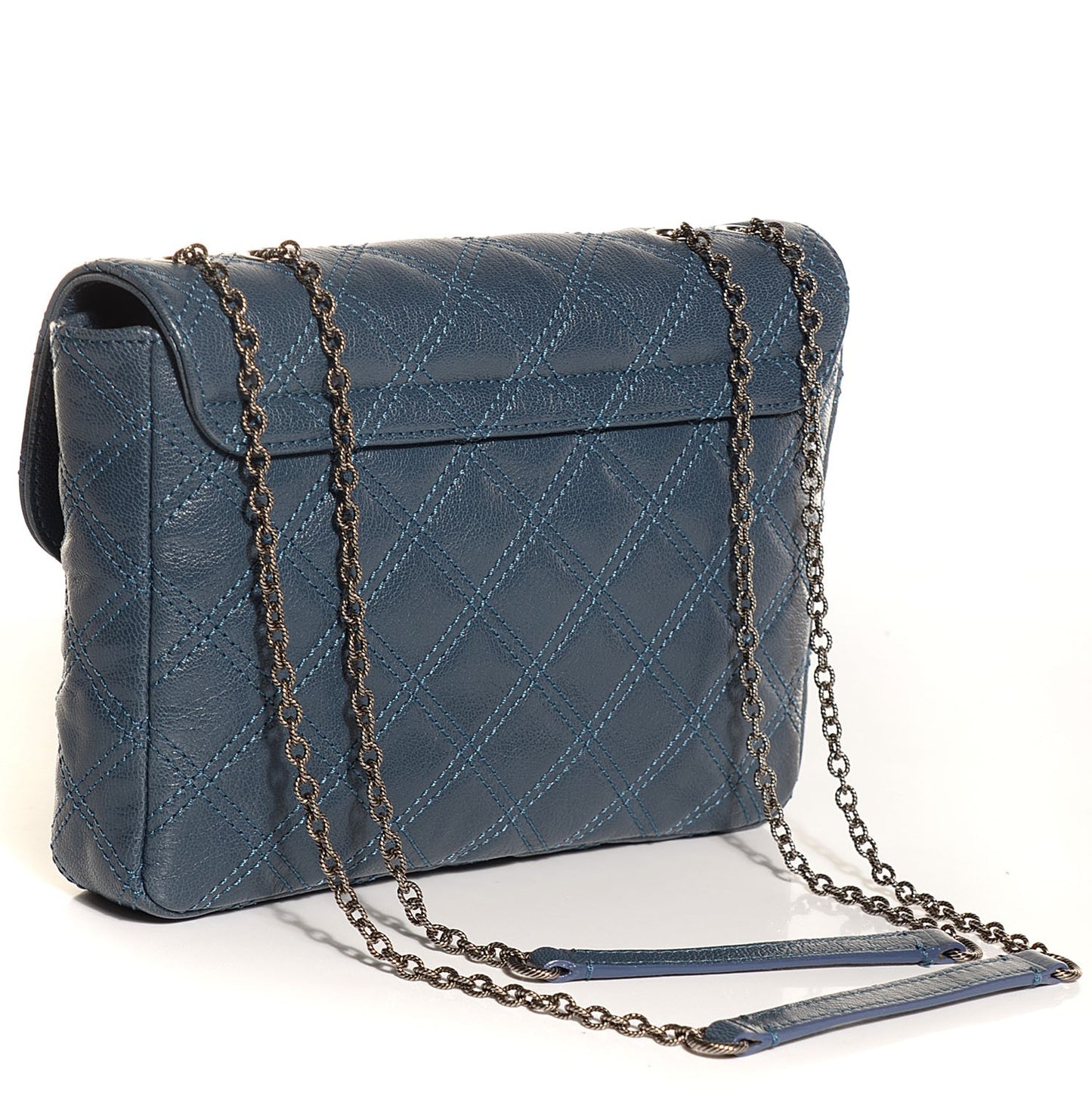 Lambskin Baroque Medium Single Flap Blue Atlantic