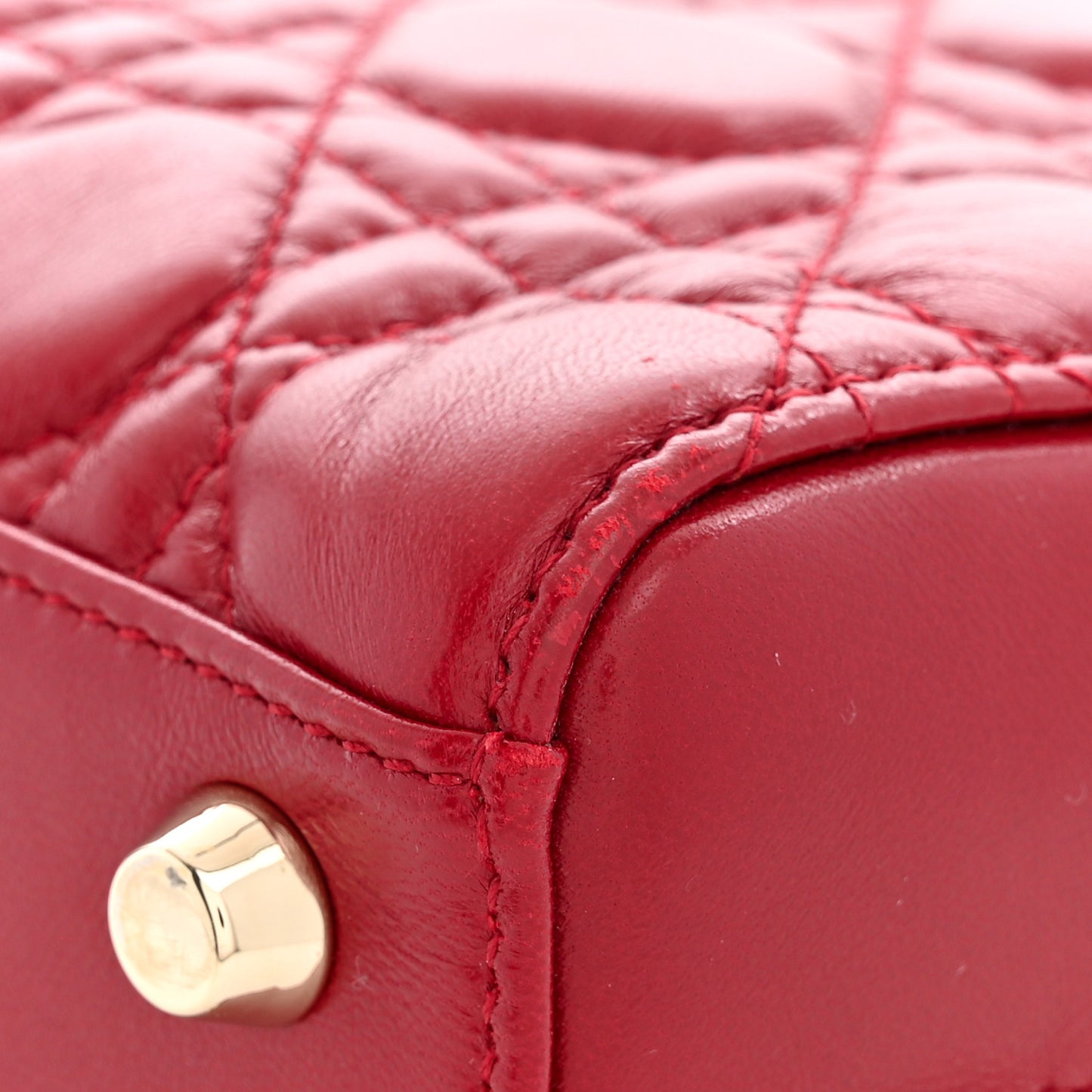 Lambskin Cannage Lily Tote Dark Red