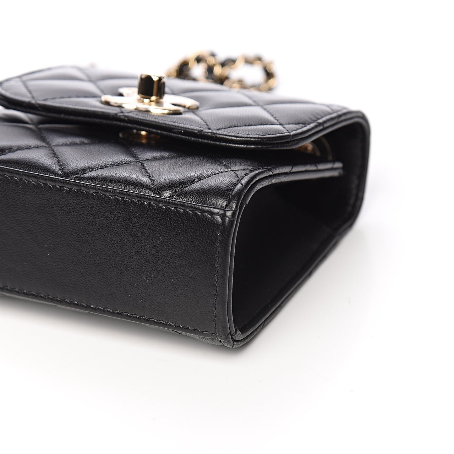Lambskin Quilted Mini Trendy CC Chain Wallet Black