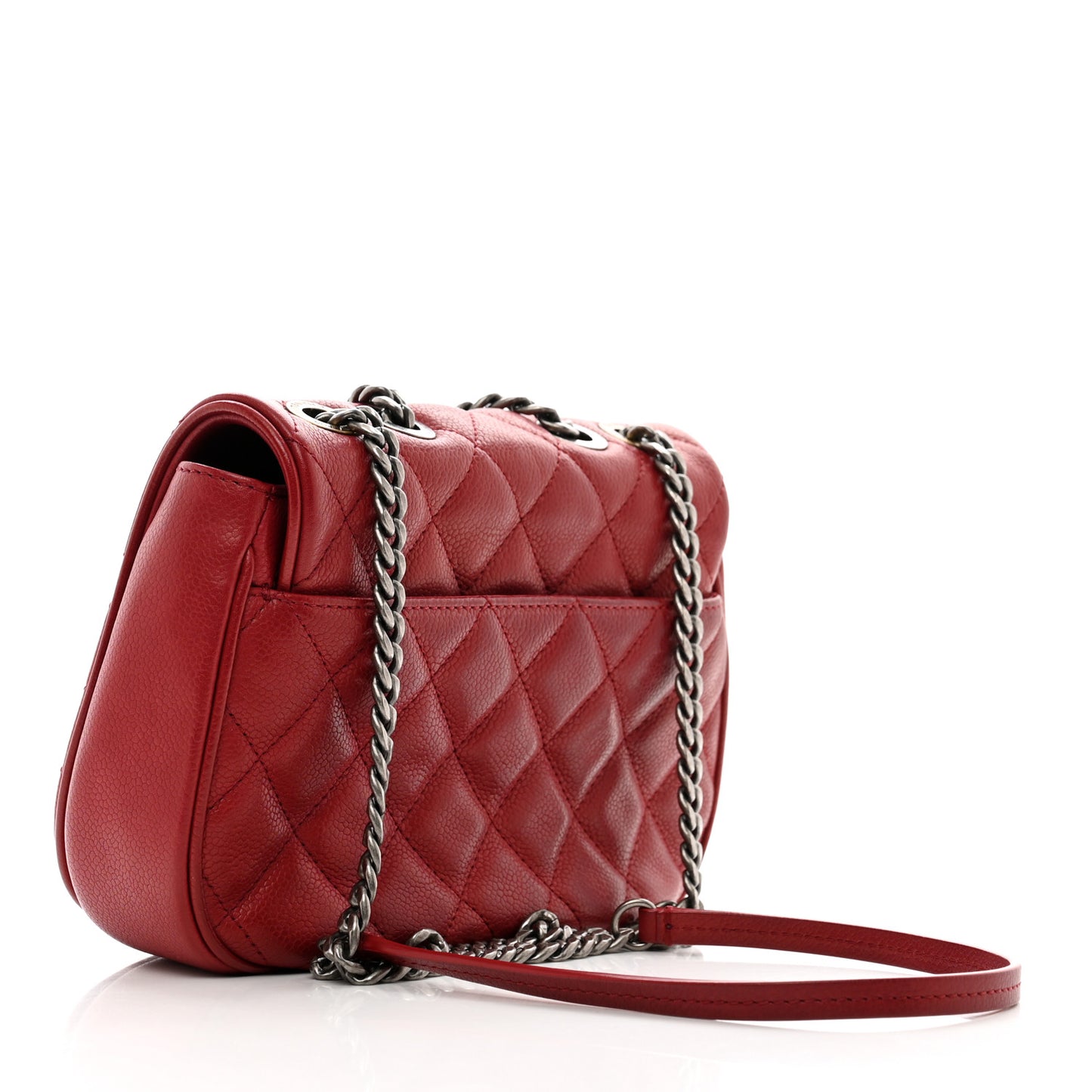 Caviar Quilted Casual Pocket Messenger Flap Red