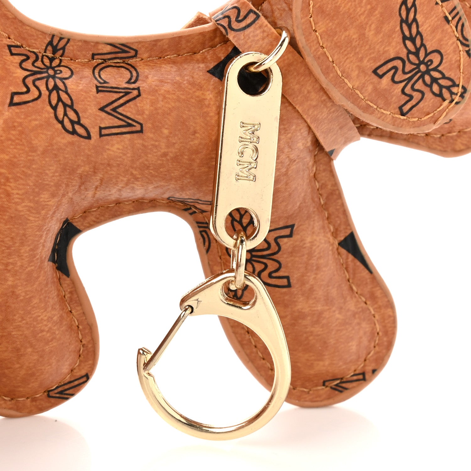 MCM Visetos Dog Key Ring Bag Charm Cognac 3 of 3